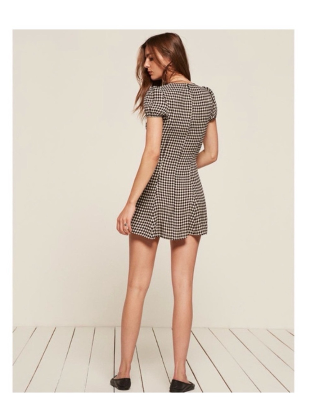 Reformation Lucinda Gingham Mini Dress Black White 4 - Picture 3 of 10